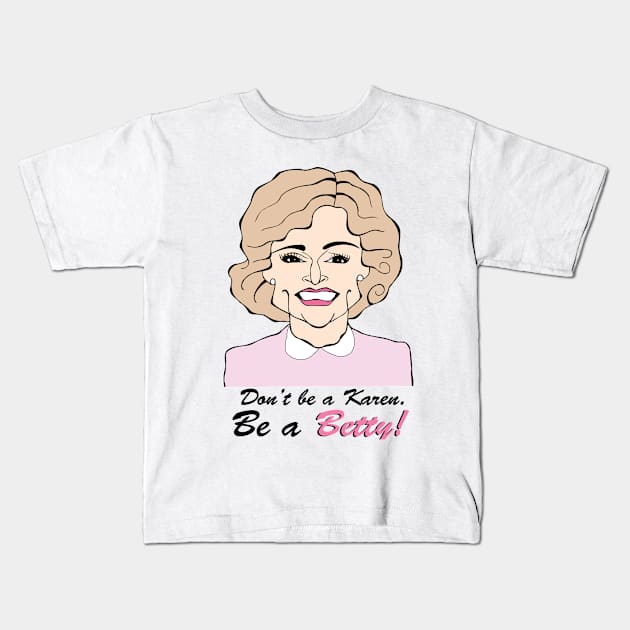 Betty White Kids T-Shirt by cartoonistguy